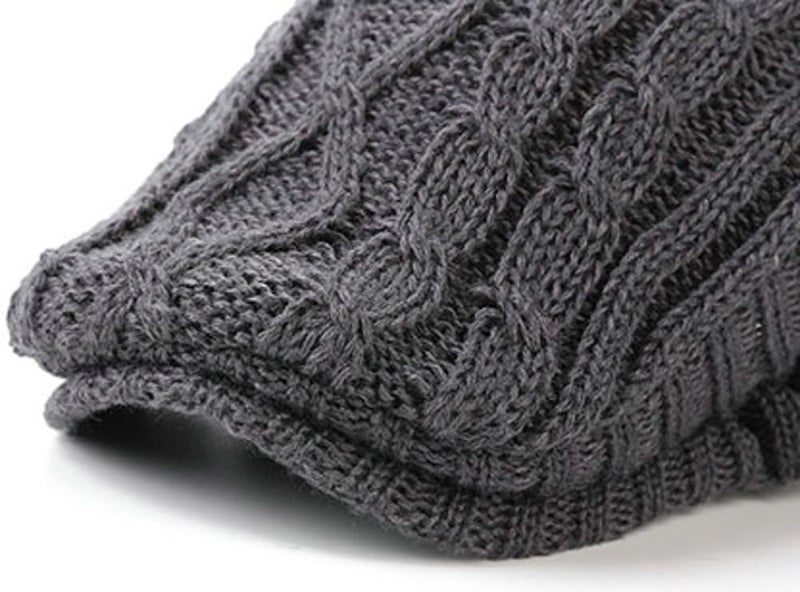 Pocadri Winter Knitted Newsboy Hat for Women Men Vintage Thick Beret Ivy Cap Warm French Style Flap Hats Ear Pretection Khaki - Image 1
