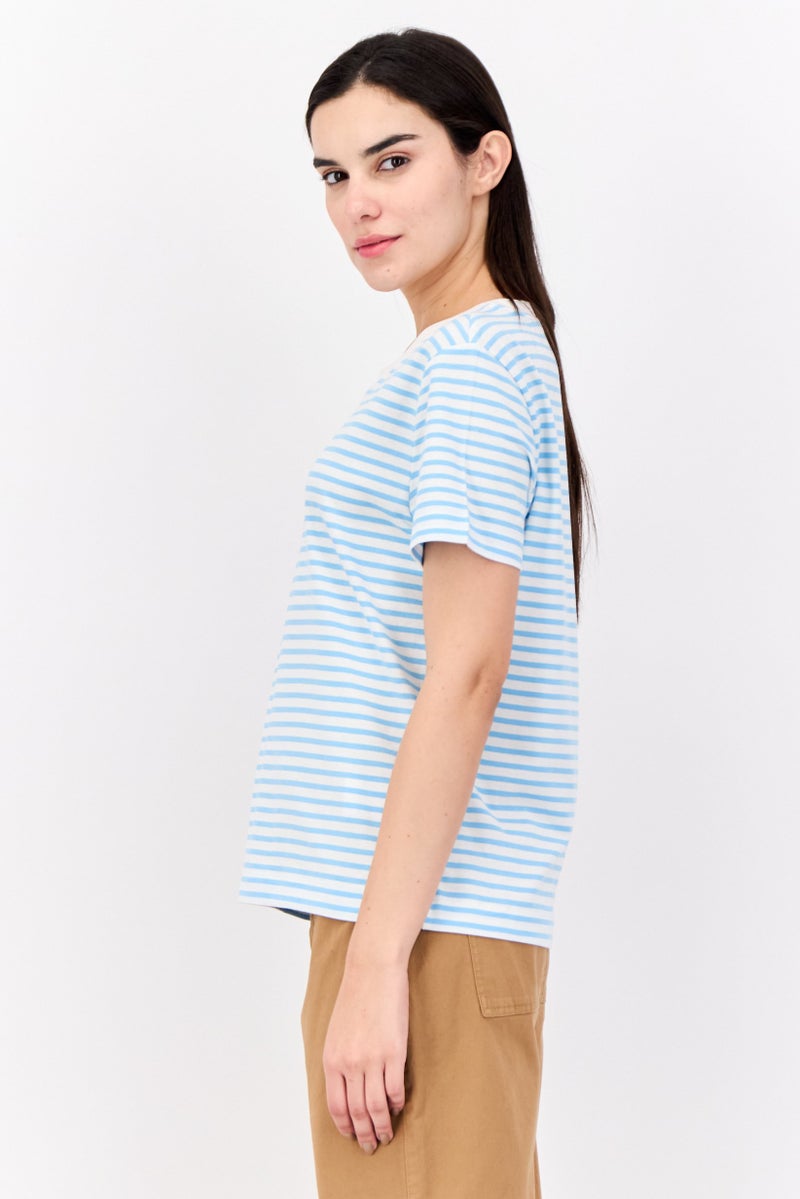 ESPRIT Women Crew Neck Short Sleeves Stripes  T-Shirt, Multicolor - Image 2