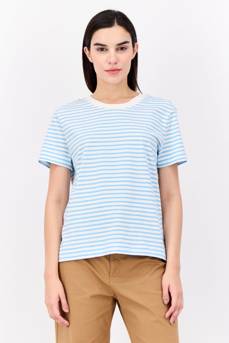 ESPRIT Women Crew Neck Short Sleeves Stripes  T-Shirt, Multicolor - Image 1