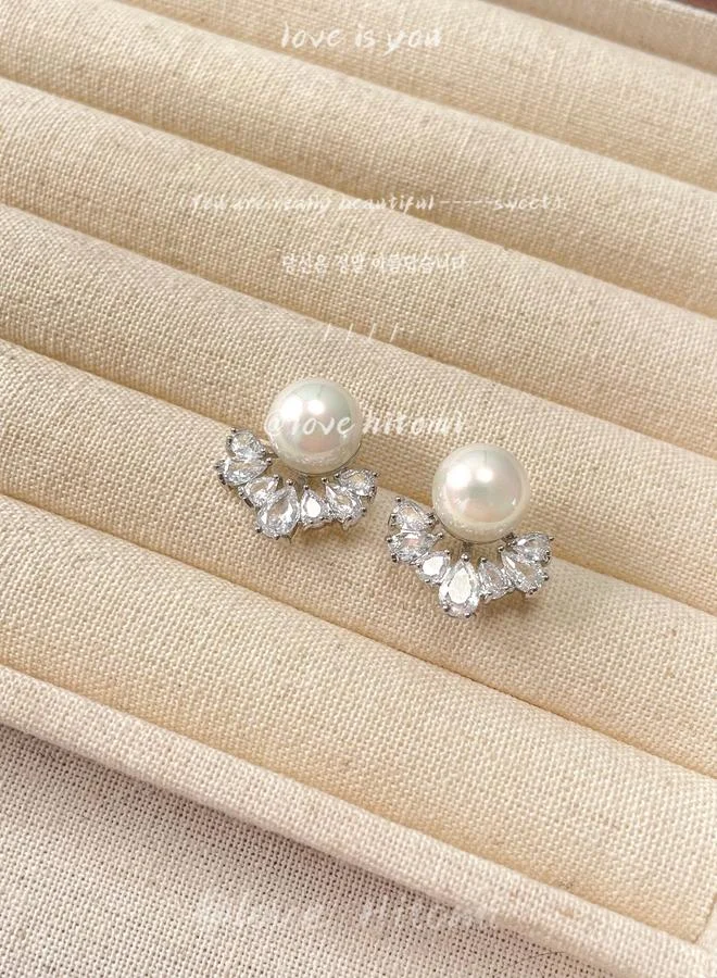 Take Two Take Two Silver Faux Pearl Decor Stud Earrings