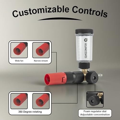Raincovo Pure Pro Foam Cannon for Pressure Washer, Adjustable Nozzle with 1/4” Quick Connector, Power Washer Soap Cannon for Car Detail, Additional 1.1mm Orifice Nozzle - Image 3