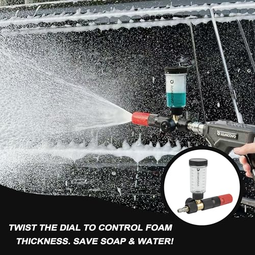 Raincovo Pure Pro Foam Cannon for Pressure Washer, Adjustable Nozzle with 1/4” Quick Connector, Power Washer Soap Cannon for Car Detail, Additional 1.1mm Orifice Nozzle - Image 4