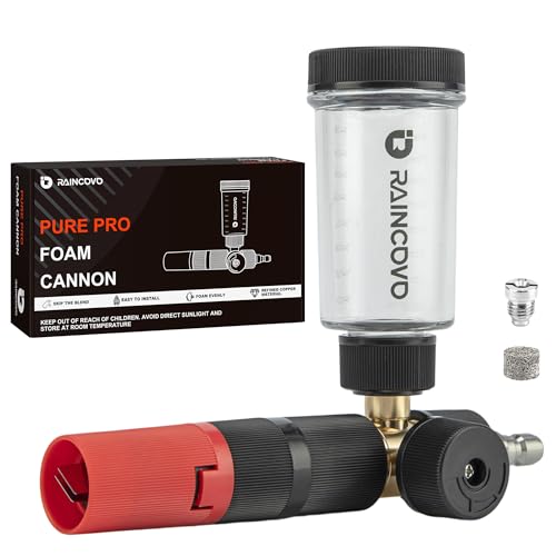 Raincovo Pure Pro Foam Cannon for Pressure Washer, Adjustable Nozzle with 1/4” Quick Connector, Power Washer Soap Cannon for Car Detail, Additional 1.1mm Orifice Nozzle - Image 1