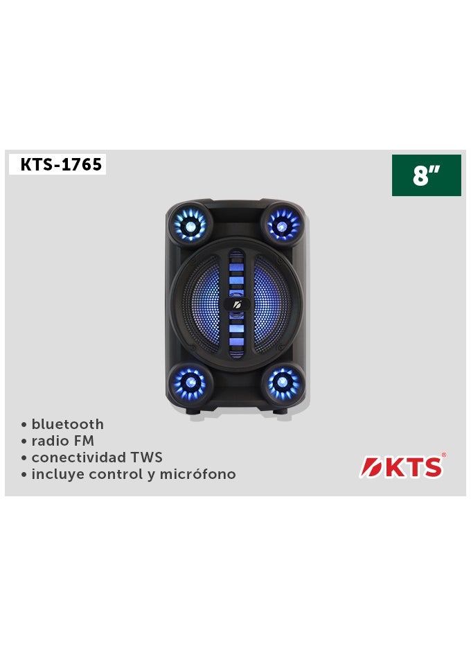 كي تي اس مكبر صوت بلوتوث موديل KTS-1765، مكبر صوت 8 بوصة، مزود بمدخل AUX، يمكنه ضبط الإضاءة/الصوت/الجهير. كابل ميكروفون مجاني (SEK LOSO)  - Image 2