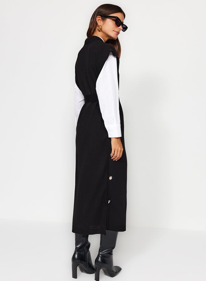 trendyol Black Button Detailed Knitwear Sweater Dress - Image 5
