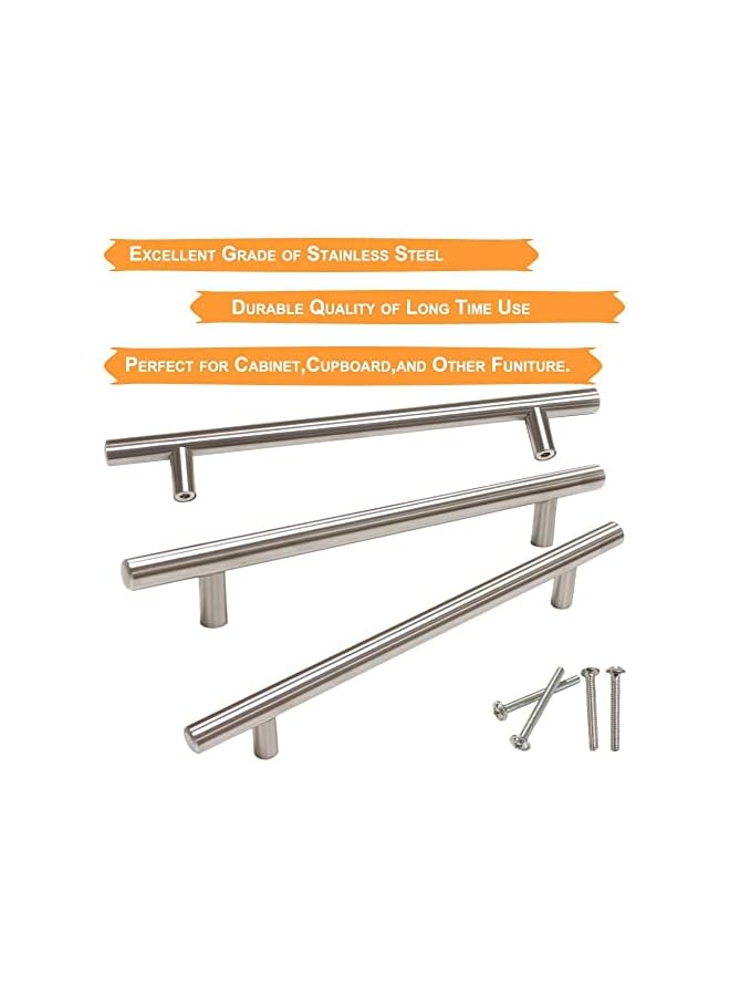 The Bros Home Building Store 10 PCS 128mm(5inch) Hole Centers Stainless Steel Kitchen Cabinet Door Handles and Pulls Cabinet Knobs Length 192mm(7.5inch) Brushed Nickel - Image 3