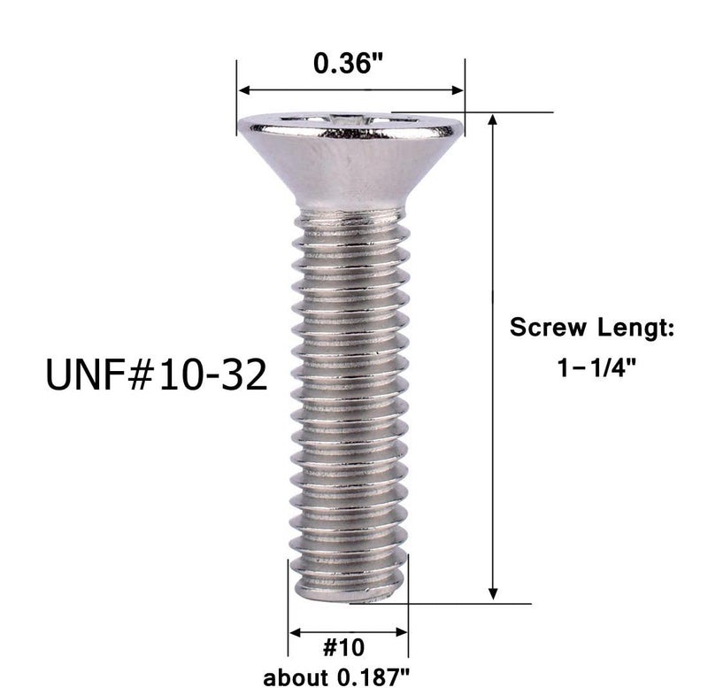 VAMUOEFL #10-32 x 1-1/4" Phillips Flat Head Machine Screws, Stainless Steel 304 (18-8), UNF Thread, Countersunk Head Machine Screws, 40Pcs - Image 2
