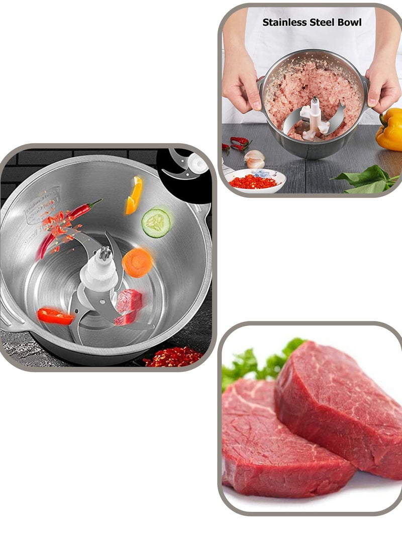 JIHAM Meat Food Chopper, Electric Meat Chopper with 3500w Powerful Motor, 8L Stainless Steel, 2 Speed Levels, Safety intertock, Multi Chopper for Meat, Fruits, Vegetables (Stainless steel) - Image 2