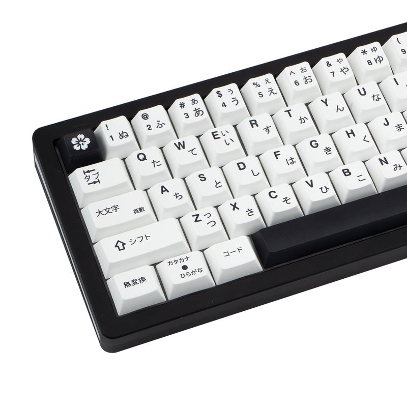TIMSEKER 127 Keys Minimalist Black and White Japanese Keycap Set, PBT Material Cherry Profile Keycap, Dye Sublimation Custom Key Cap for ANSI Layout Mechanical Gaming Keyboard - Image 1