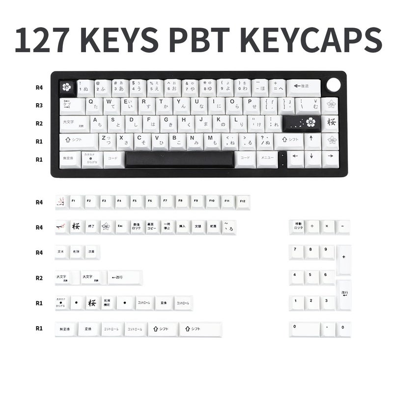 TIMSEKER 127 Keys Minimalist Black and White Japanese Keycap Set, PBT Material Cherry Profile Keycap, Dye Sublimation Custom Key Cap for ANSI Layout Mechanical Gaming Keyboard - Image 2