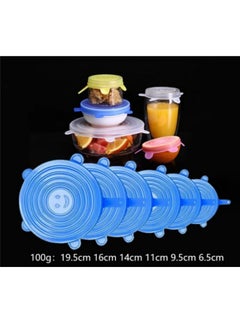 Generic 6Pcs Set Of Silicone Fresh-Keeping Lids, Food Cover, Stretch Bowl Lids, Dust-Proof Silicone Fresh-Keeping Lids, Sealing Lids Blue  - Image 2