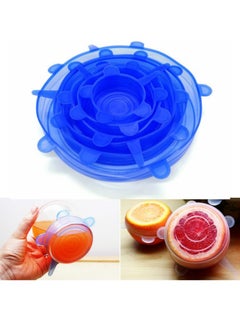 Generic 6Pcs Set Of Silicone Fresh-Keeping Lids, Food Cover, Stretch Bowl Lids, Dust-Proof Silicone Fresh-Keeping Lids, Sealing Lids Blue  - Image 1