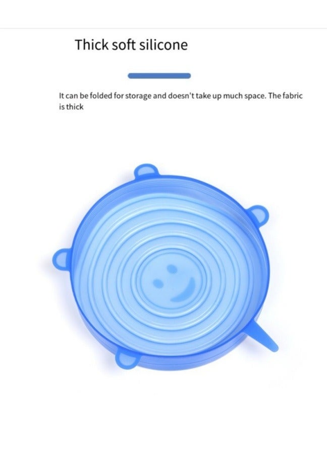 6Pcs Set Of Silicone Fresh-Keeping Lids, Food Cover, Stretch Bowl Lids, Dust-Proof Silicone Fresh-Keeping Lids, Sealing Lids Blue  - Image 5