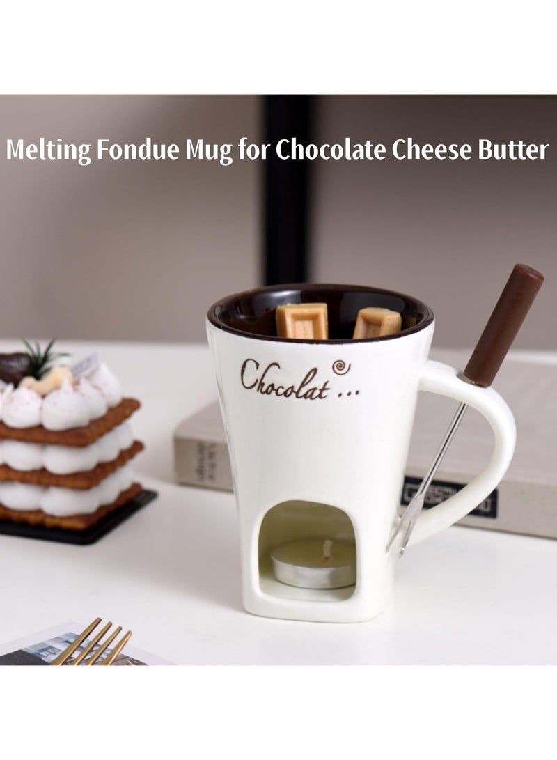 Cheese fondue cups, chocolate fondue cups, with forks and candles, ceramic chocolate fondue cups, mini chocolate cheese fondue cups - Image 2