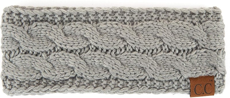 Cc Winter Fuzzy Fleece Lined Thick Knitted Diagonal Stripes Criss-Cross Pattern Headband Headwrap (HW-2060) - Image 2