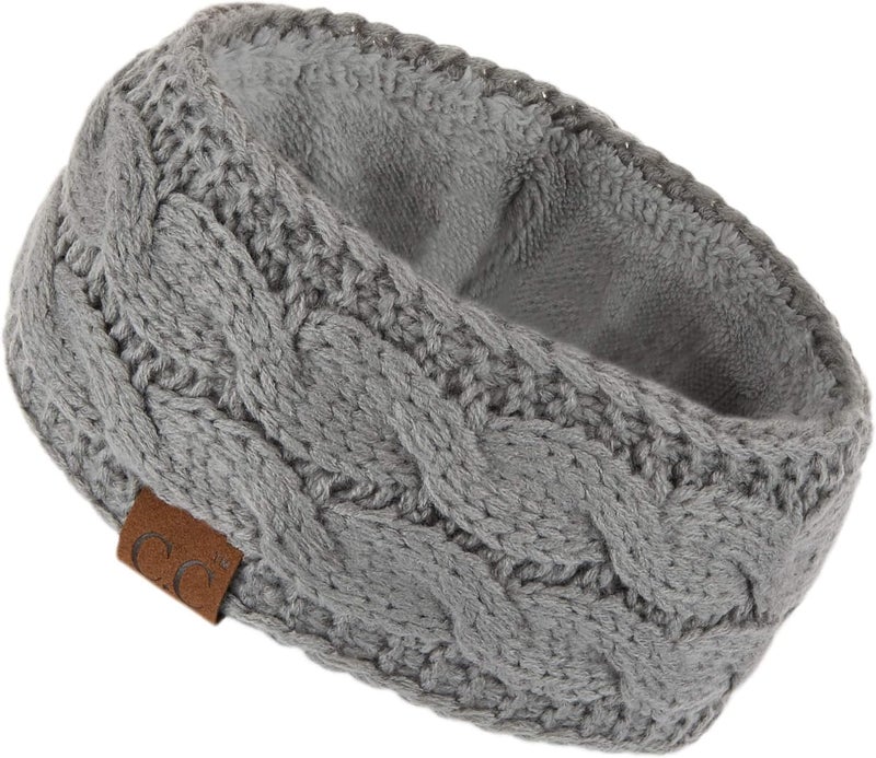 Cc Winter Fuzzy Fleece Lined Thick Knitted Diagonal Stripes Criss-Cross Pattern Headband Headwrap (HW-2060) - Image 1