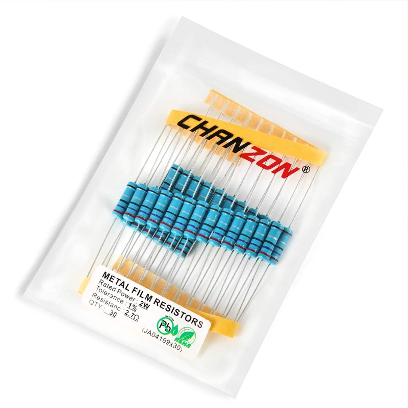 CHANZON 30pcs 2W 2.7 Ω ohm 2r7 Metal Film Fixed Resistor 0.01 ±1% Tolerance 2.7R MF Through Hole Resistors Current Limiting Rohs Certificated - Image 3
