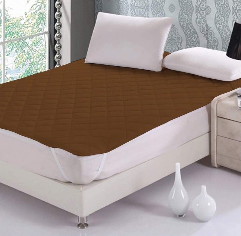 CHICERY Cotton Elastic Strap Quilted Mattress Protector King Size Water Resistant Breathable Soft and Cool Quilted Bed Cover Elastic Straps on CornersBrownKing Size 72x78inch - Image 1