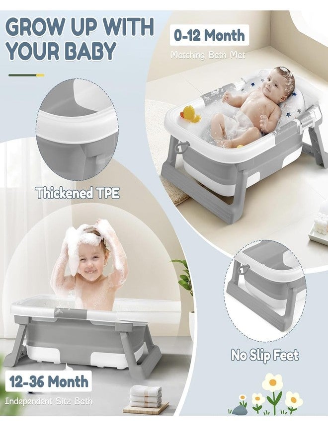 Richtots Premium Foldable & Collapsible Baby Bathtub,Baby Bath Tub with Soft Cushion,Baby Bathtub for Newborn to Toddler 0-36 Months,Portable Travel Baby Tub with No-Slip Feet,Baby Shower Gifts,Grey - Image 5