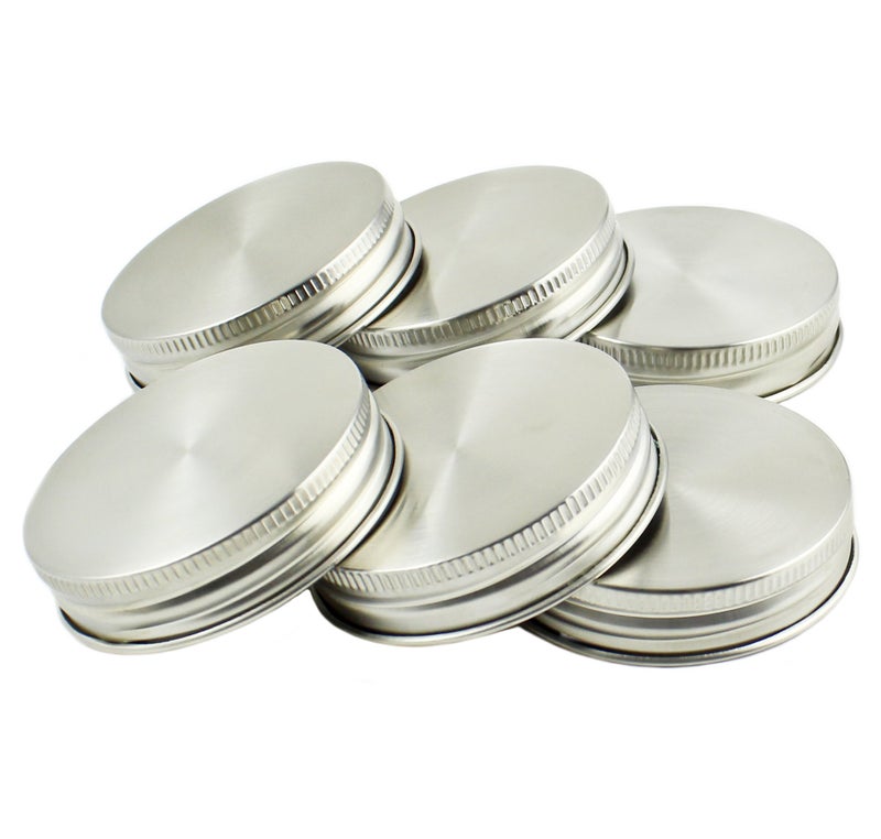 Zoie + Chloe Stainless Steel Mason Jar Lids with Silicone Seals (6 Pack + 6 Bonus Replacement Seals) - Regular Size - Image 1