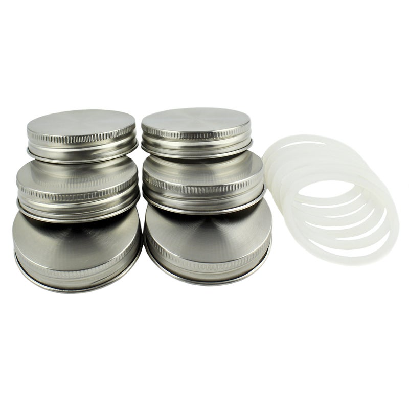 Zoie + Chloe Stainless Steel Mason Jar Lids with Silicone Seals (6 Pack + 6 Bonus Replacement Seals) - Regular Size - Image 2