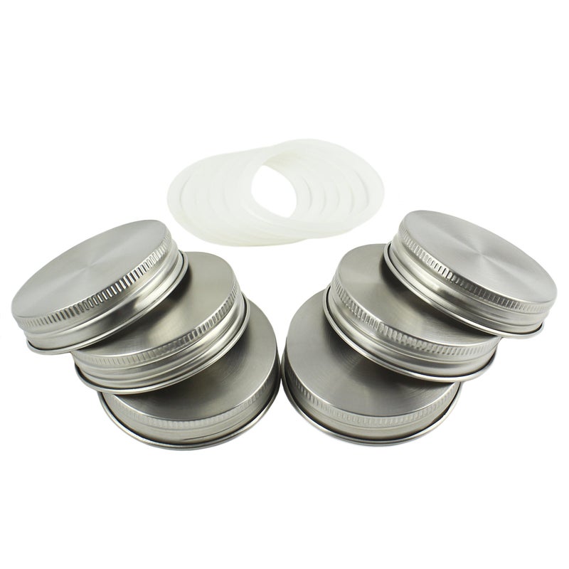 Zoie + Chloe Stainless Steel Mason Jar Lids with Silicone Seals (6 Pack + 6 Bonus Replacement Seals) - Regular Size - Image 3