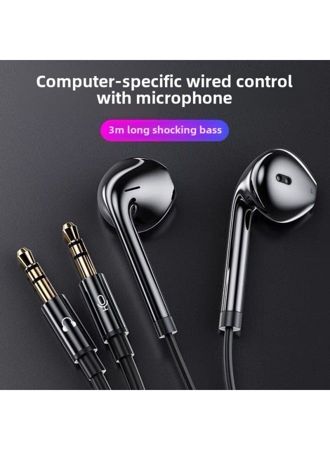 3 M Long Line Net Red Anchor Dedicated In-ear Headphones Mobile Phone Live Monitoring Headset Computer Notebook With Microphone-Color:3m Dual Plug With Microphone (for Computers Only)  - Image 1