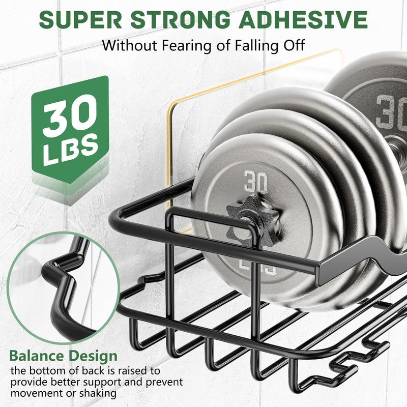 OMAIRA 3-Pack Shower Caddy with Soap Holder, Adhesive Rustproof No-drill Strudy Loading Inside Shower Organizer Shelves Rack Storage Bathroom Organization for Smooth Wall Glass Tile (Large) - Image 3