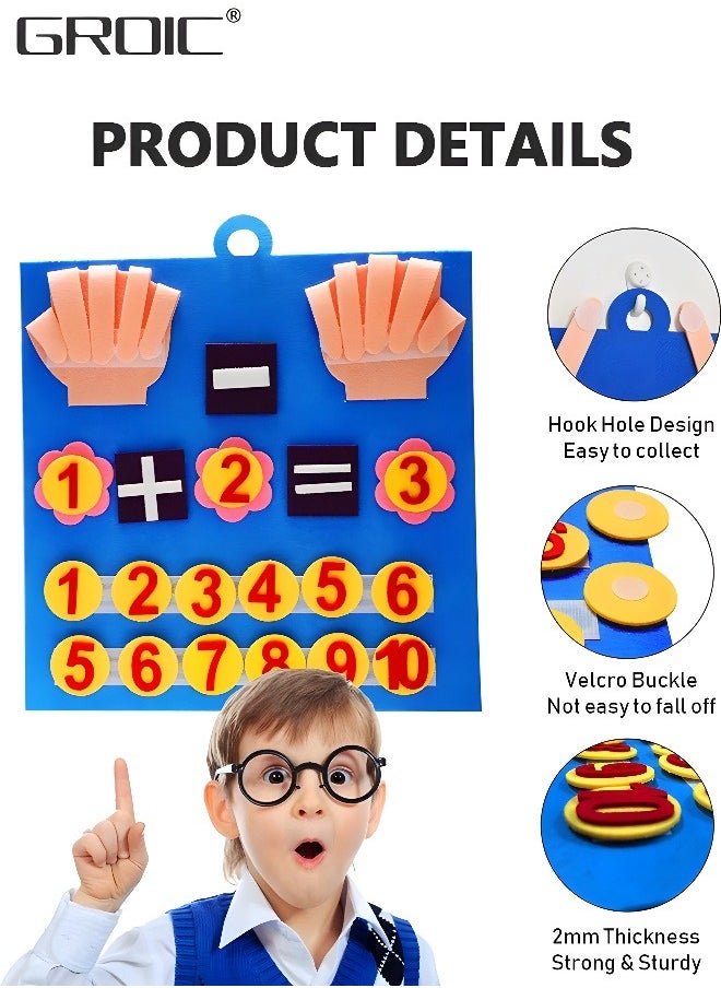 GROIC - Finger Numbers Counting Toy, Learning Counting Board,Children Early Education Toys Felt Hand Number Math Toys Counting Matching Activities Fine Motor Skills Toys - Image 1