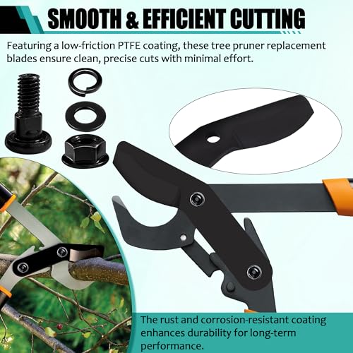Aussio (2-Pack) Alloy Steel Lopper Replacement Blades with Screws Compatible with Garden Loppers – Heavy-Duty Large Pruner Blades for Tree Trimming, Branch Cutting and Gardening Tools – Black - Image 4