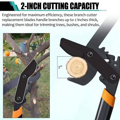 Aussio (2-Pack) Alloy Steel Lopper Replacement Blades with Screws Compatible with Garden Loppers – Heavy-Duty Large Pruner Blades for Tree Trimming, Branch Cutting and Gardening Tools – Black - Image 5