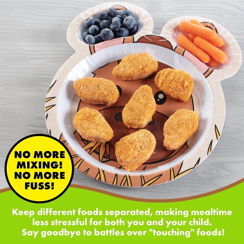 Bentology Farm Friends Mealtime Melamine Feeding Plates Set of 4 Unique Cute Zoo Animal Pal Dishes for Kids Horse Pig Duck Cow Divided Compartments for Food Groups  Easy Grabbing BPA Free Dishwasher Safe - Image 4
