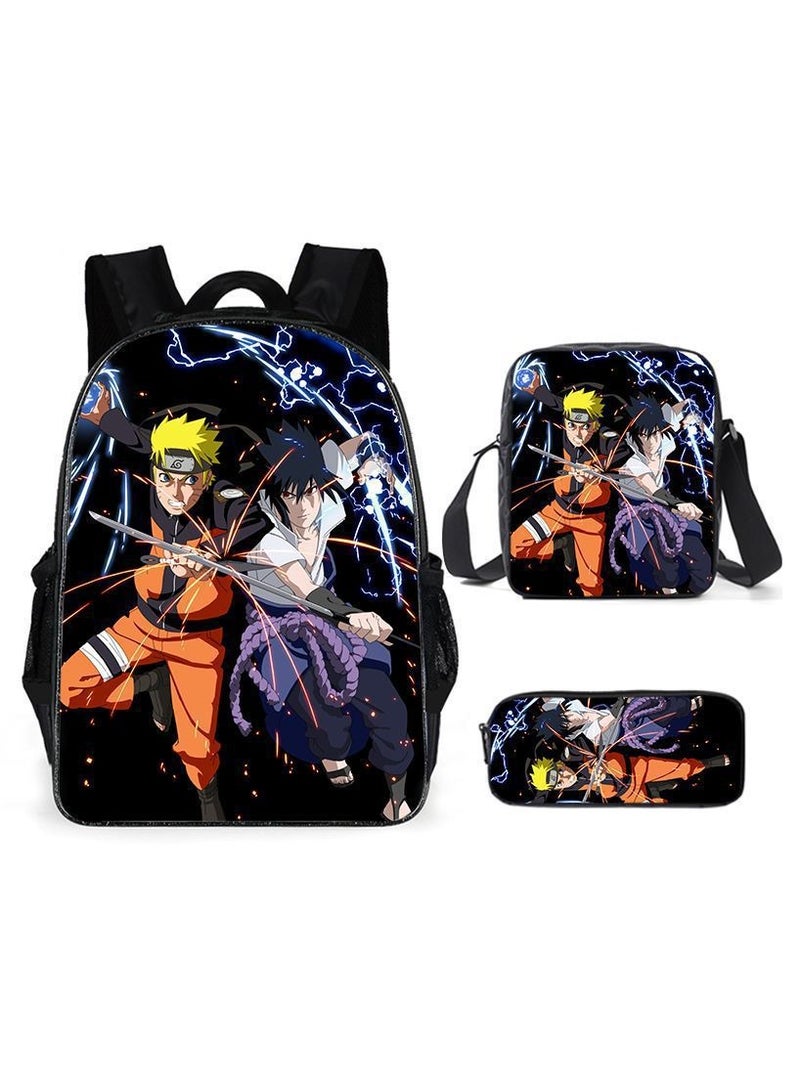 Naruto Cartoon Anime Student Backpack Three-Piece Set 29*42*16cm