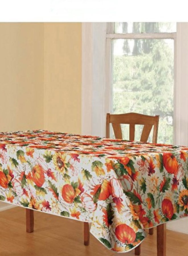 Violet Linen European Fall Harvest Pumpkins and Autumn Leaves Printed Tablecloth - 60" x 102" - Image 4