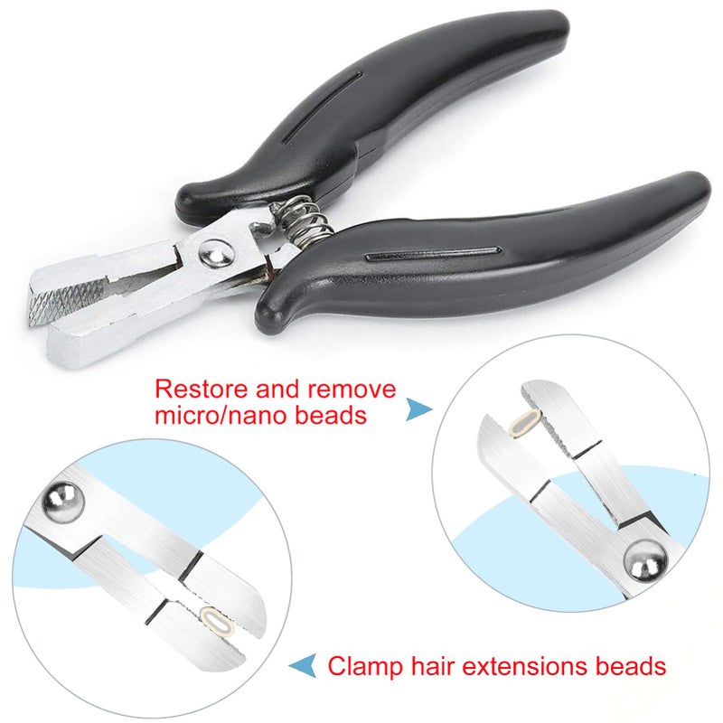 BLUPLE Fusion Bond Crusher Tool for Keratin Hair Extensions Pliers for Micro Rings Beads, Black Hair Extensions opener and Removal Tool, Professional Hair Extension Tool - Image 2