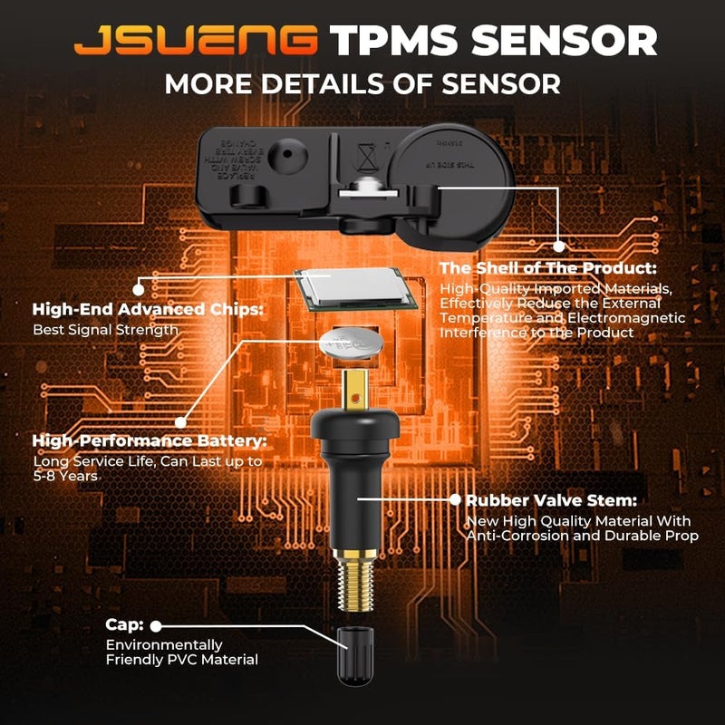 Jsueng Ford TPMS Sensor, 315Mhz Tire Pressure Monitoring System Sensor fit for 09-14 Ford F150 F250 F350, Expedition Explorer Fusion Mustang, Lincoln Mercury Replaces DE8T-1A180-AA 9L3Z-1A189-A 1-Pack - Image 3