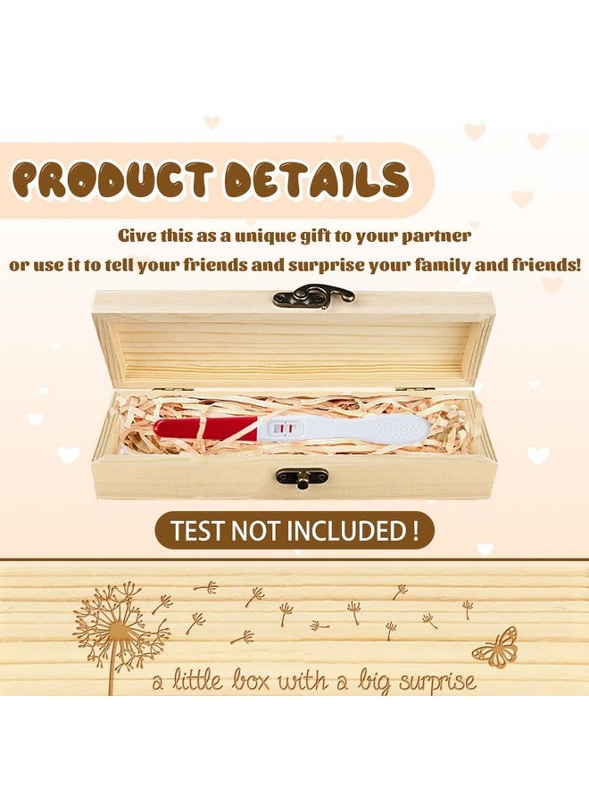 CHGCRAFT Pregnancy Test Keepsake Box Butterfly Dandelion Wooden Pregnancy Announcement Gifts Box with Raffia Ribbon and Lock Wooden Keepsake Box Announcement Gifts for Dad Husband, 8x2x1.2inch - Image 3
