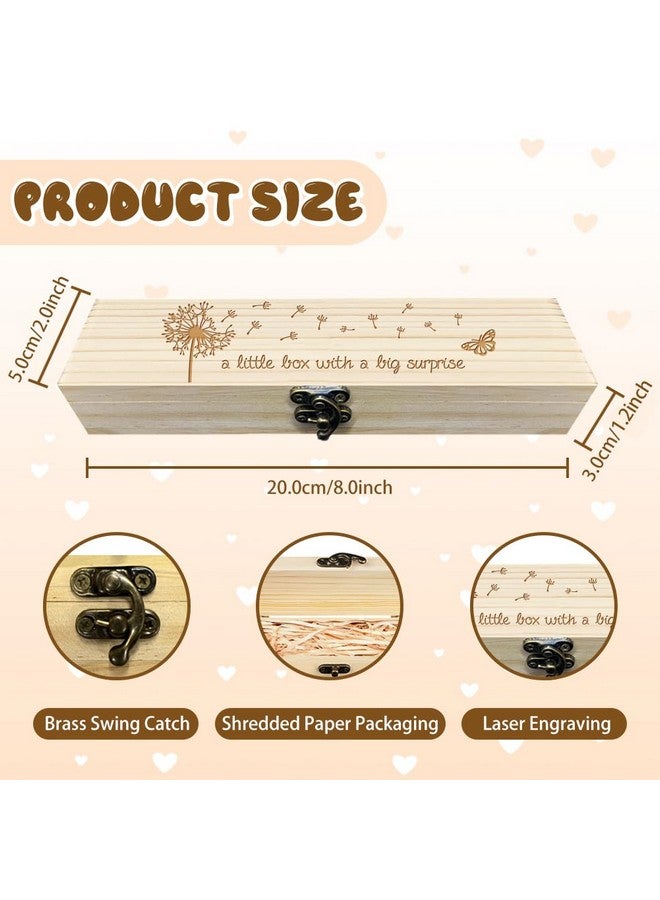 CHGCRAFT Pregnancy Test Keepsake Box Butterfly Dandelion Wooden Pregnancy Announcement Gifts Box with Raffia Ribbon and Lock Wooden Keepsake Box Announcement Gifts for Dad Husband, 8x2x1.2inch - Image 2
