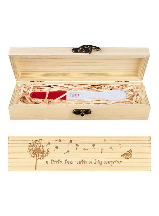 CHGCRAFT Pregnancy Test Keepsake Box Butterfly Dandelion Wooden Pregnancy Announcement Gifts Box with Raffia Ribbon and Lock Wooden Keepsake Box Announcement Gifts for Dad Husband, 8x2x1.2inch - Image 1