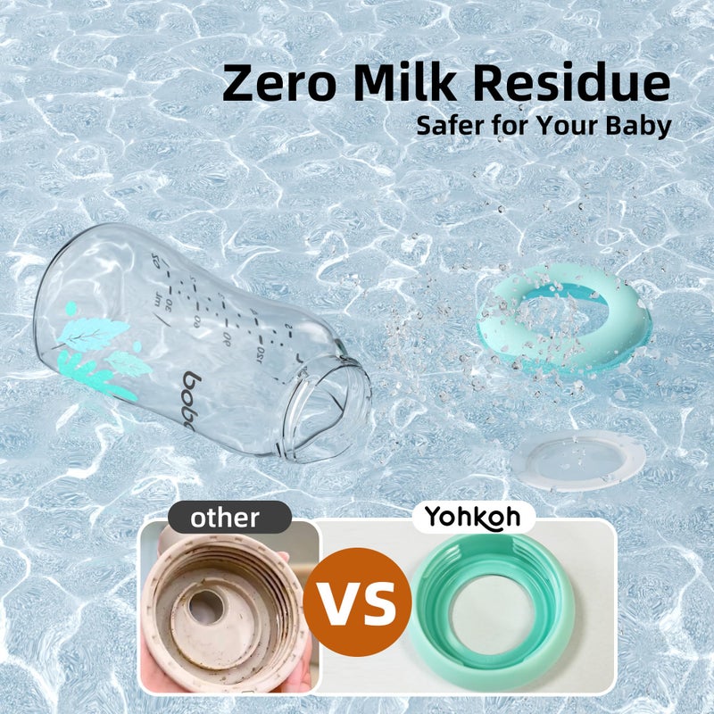 Bobo YOHKOH Glass Breast Milk Storage Bottles - 100% Leak-Proof, BPA-Free Breastmilk Storage Containers, Freezer & Dishwasher Safe, Ideal for Nursing Mothers (Blue, 5.4oz (Pack of 6)) - Image 5