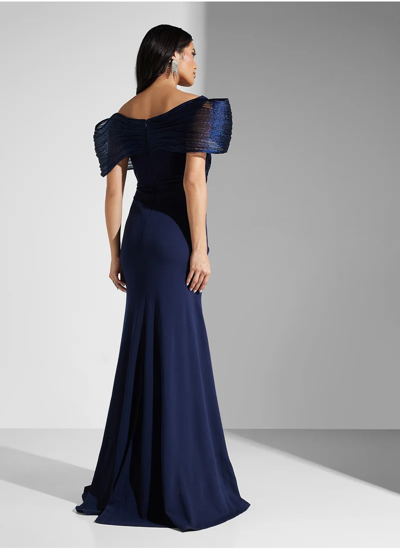 Namshi x Off Shoulder Structured A Line Gown