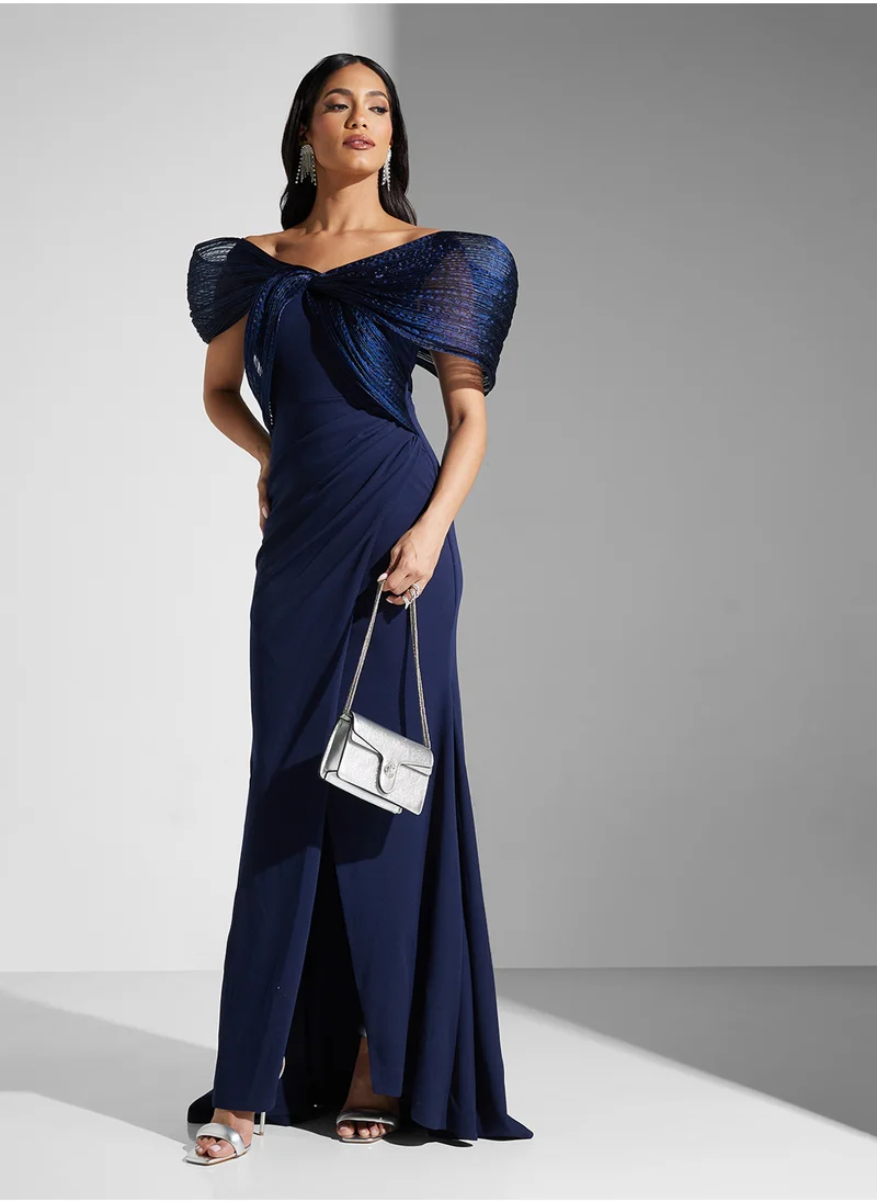 Namshi x Off Shoulder Structured A Line Gown