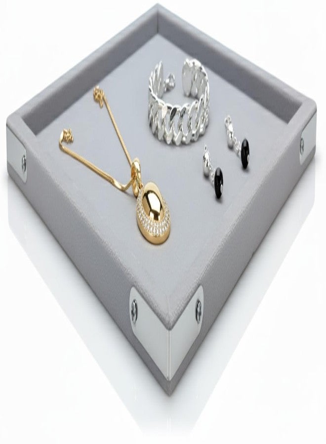 SENTONI Velvet Jewellery Display & Beading Tray | Multipurpose Organizer Tray for Rings, Earrings, Beads & Showcase | Light Grey | Pack of 1 (12 x 9 Inch) - Image 4