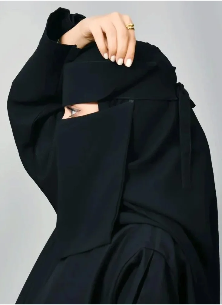 lamha abaya Short sunniqab with one rubber and tie closure