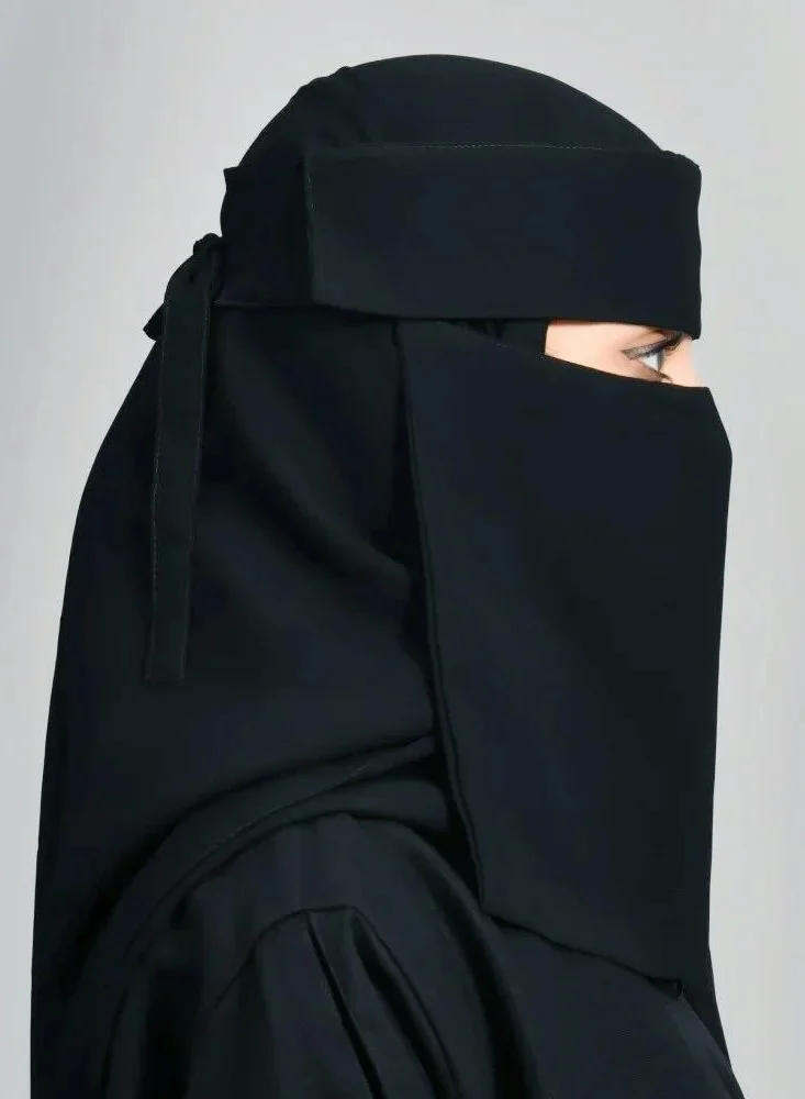 lamha abaya Short sunniqab with one rubber and tie closure