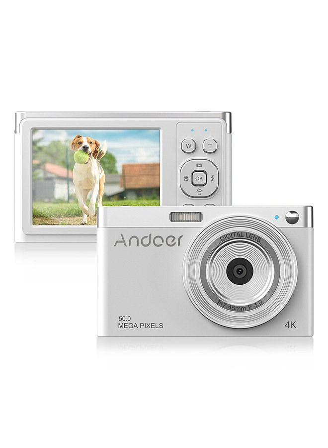 ANDOER Andoer Compact 4K Digital Camera Video Camcorder 50MP 2.88Inch IPS Screen Auto Focus 16X Zoom Anti-shake Face Detact Smile Capture Built-in Flash with 2pcs Batteries Carry Bag Wrist Strap  - Image 1
