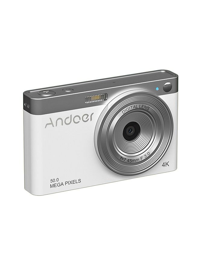 ANDOER Andoer Compact 4K Digital Camera Video Camcorder 50MP 2.88Inch IPS Screen Auto Focus 16X Zoom Anti-shake Face Detact Smile Capture Built-in Flash with 2pcs Batteries Carry Bag Wrist Strap  - Image 2