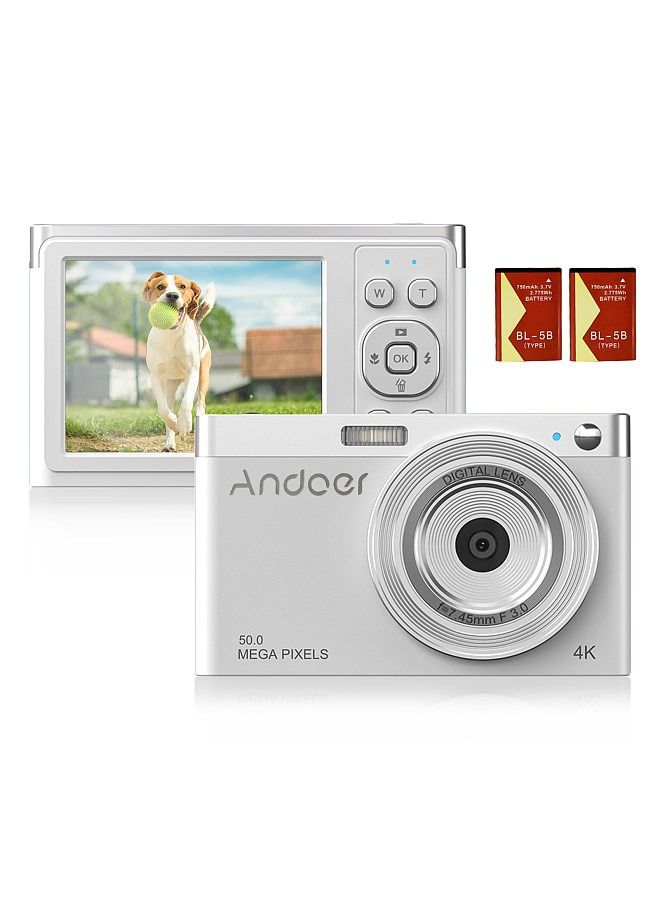 ANDOER Andoer Compact 4K Digital Camera Video Camcorder 50MP 2.88Inch IPS Screen Auto Focus 16X Zoom Anti-shake Face Detact Smile Capture Built-in Flash with 2pcs Batteries Carry Bag Wrist Strap  - Image 3