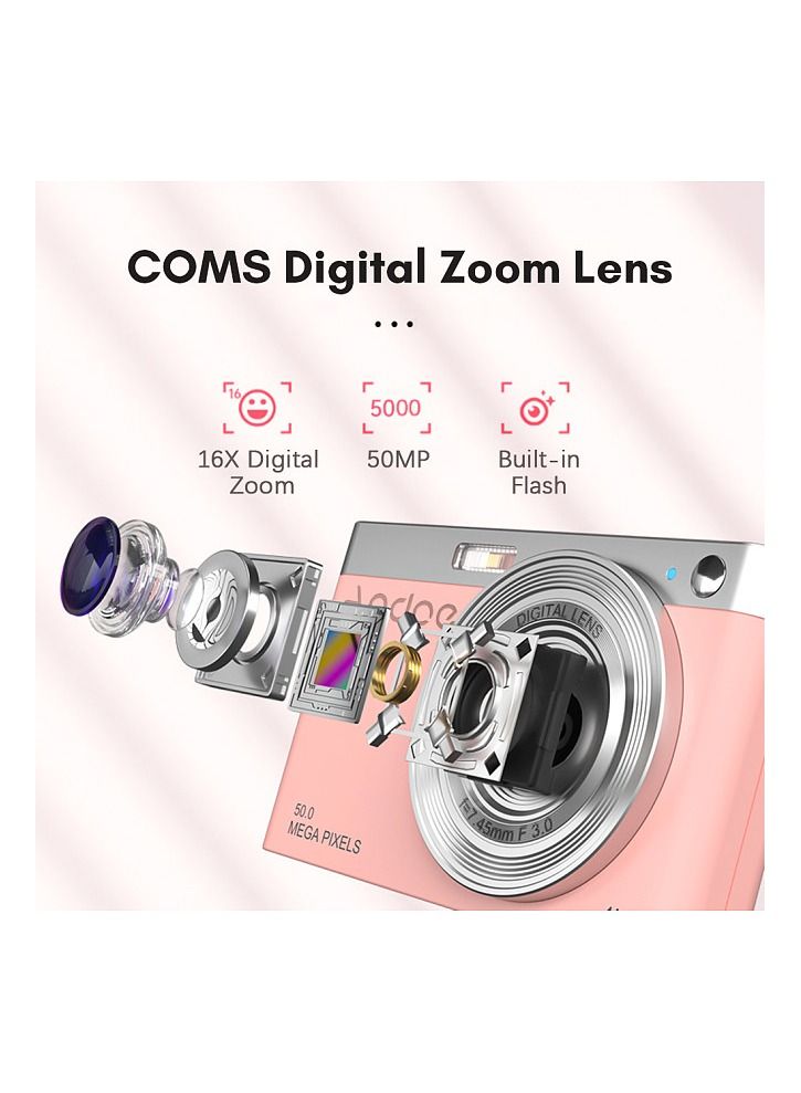 ANDOER Andoer Compact 4K Digital Camera Video Camcorder 50MP 2.88Inch IPS Screen Auto Focus 16X Zoom Anti-shake Face Detact Smile Capture Built-in Flash with 2pcs Batteries Carry Bag Wrist Strap  - Image 5