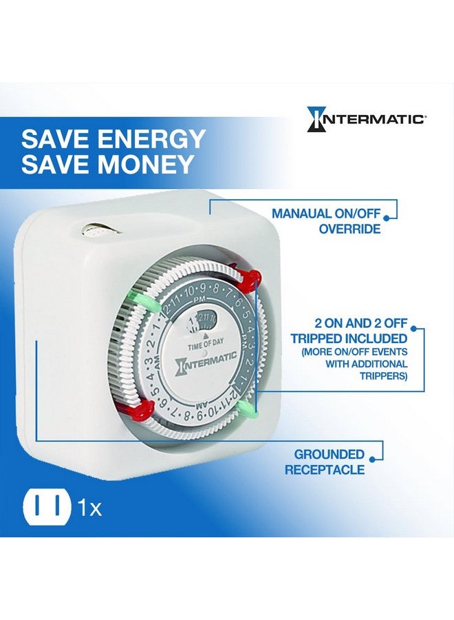 Intermatic Intermatic TN111K 15-Amp Indoor Timer - Versatile 24-Hour Control - Easy Manual Override and Single 2-Prong Design (1 Pack)  - Image 4